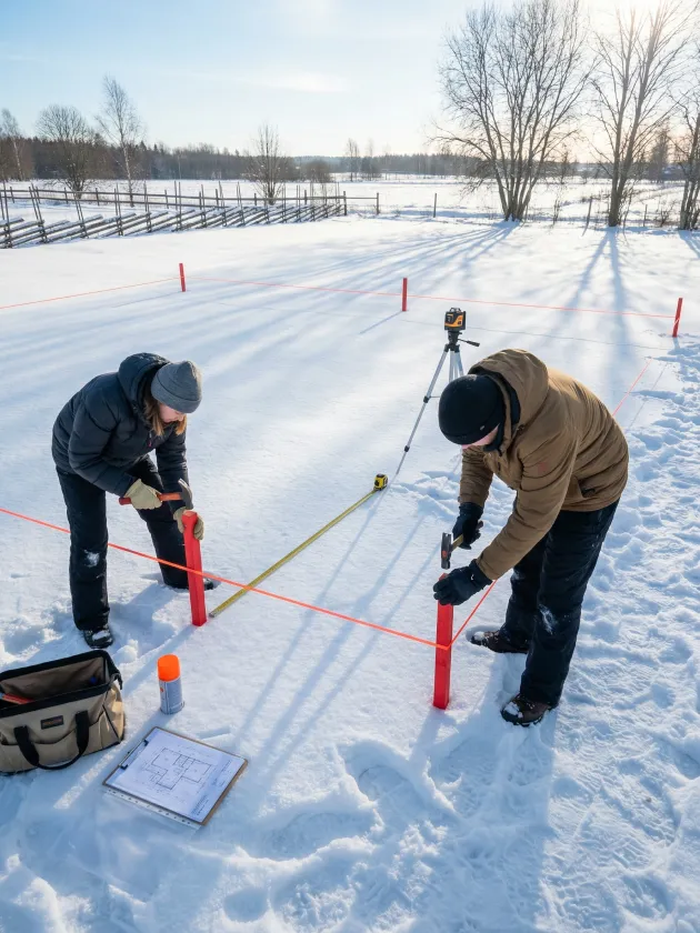 Хотите избежать весенней гонки? Начните стройку с зимней разметки. Хотите избежать весенней гонки? Начните стройку с зимней разметки.